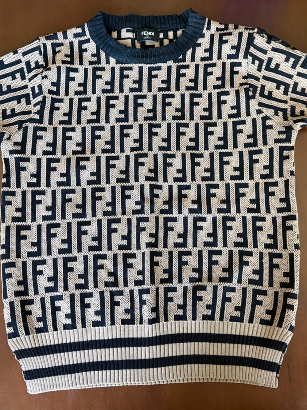 Fendi Black & Cream FF Logo Knit Sweater